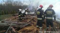 Pożar stodoły w miejscowości Dąbrowa gmina Ojrzeń.